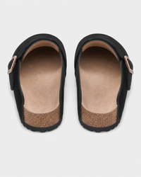 Black backless heel view