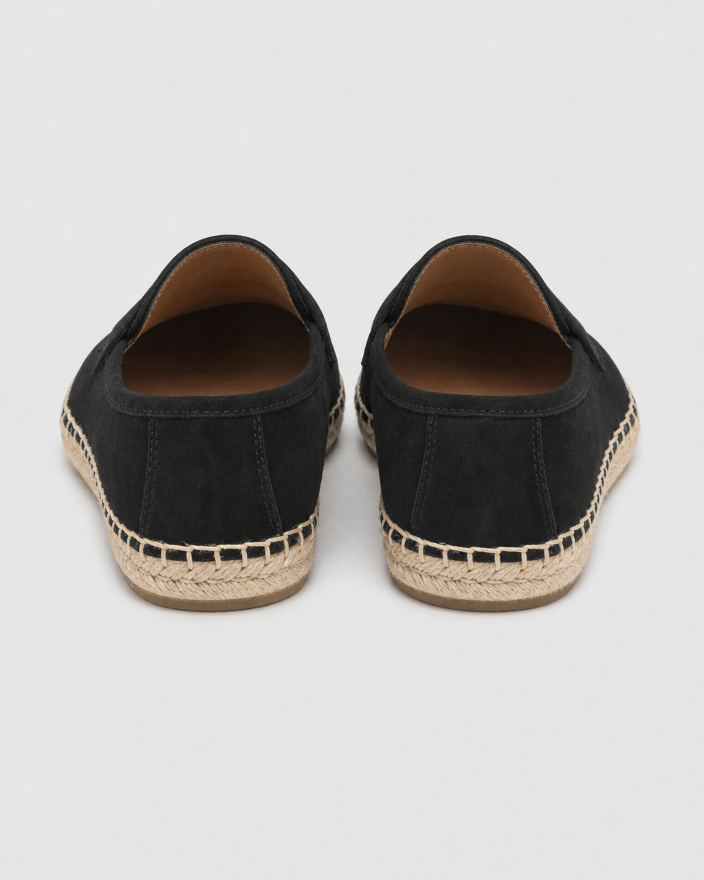 Black espadrille heel view