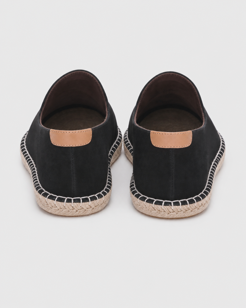 Black espadrille heel view