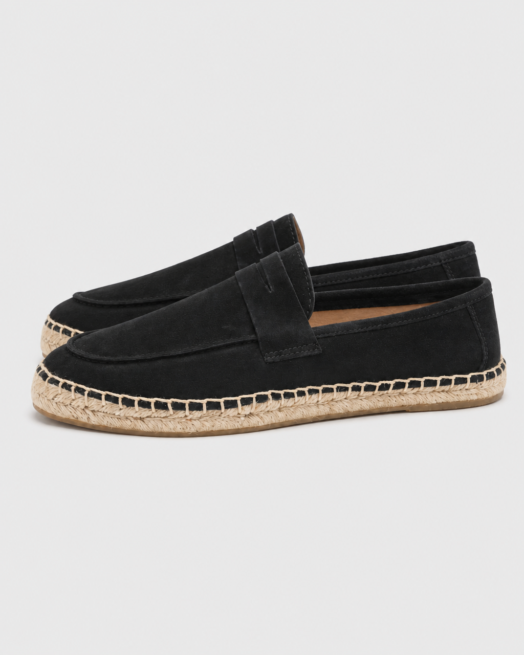 Black espadrille side view