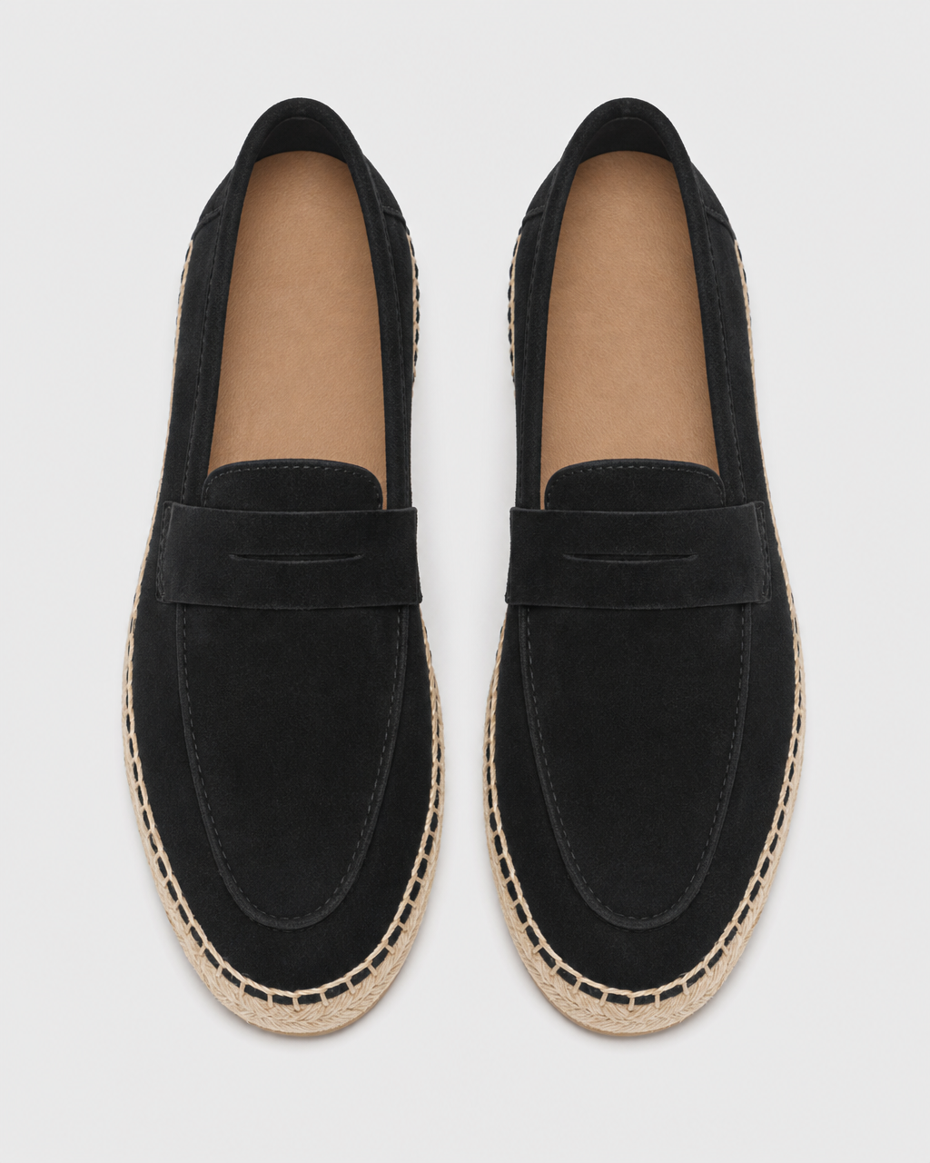 Black espadrille top view