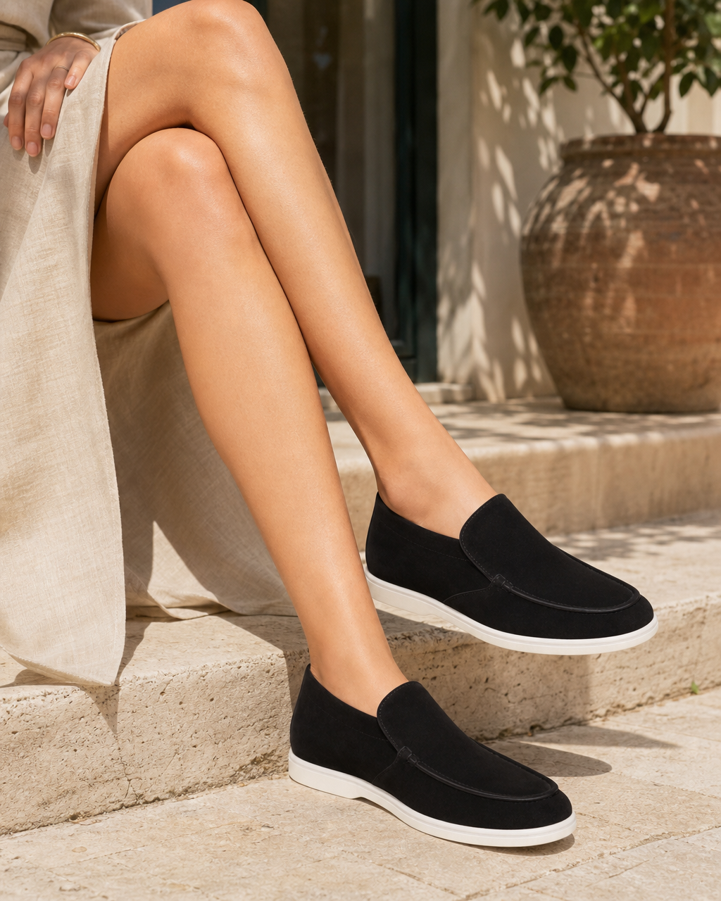 Woman wearing black high top