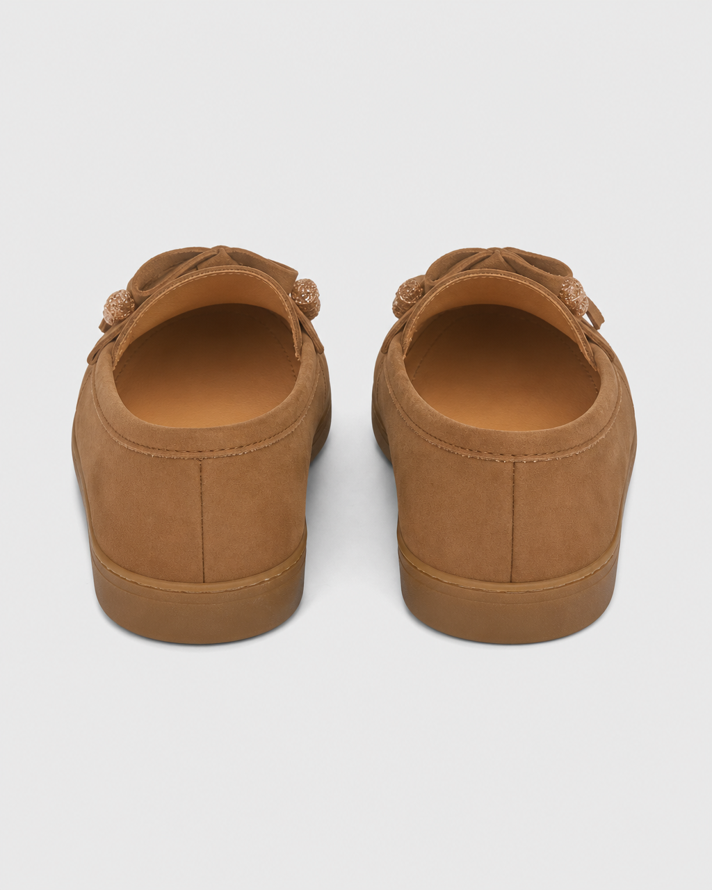 Cognac flat heel view