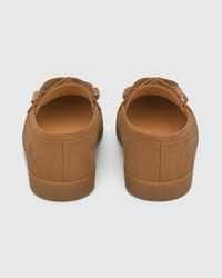 Cognac flat heel view