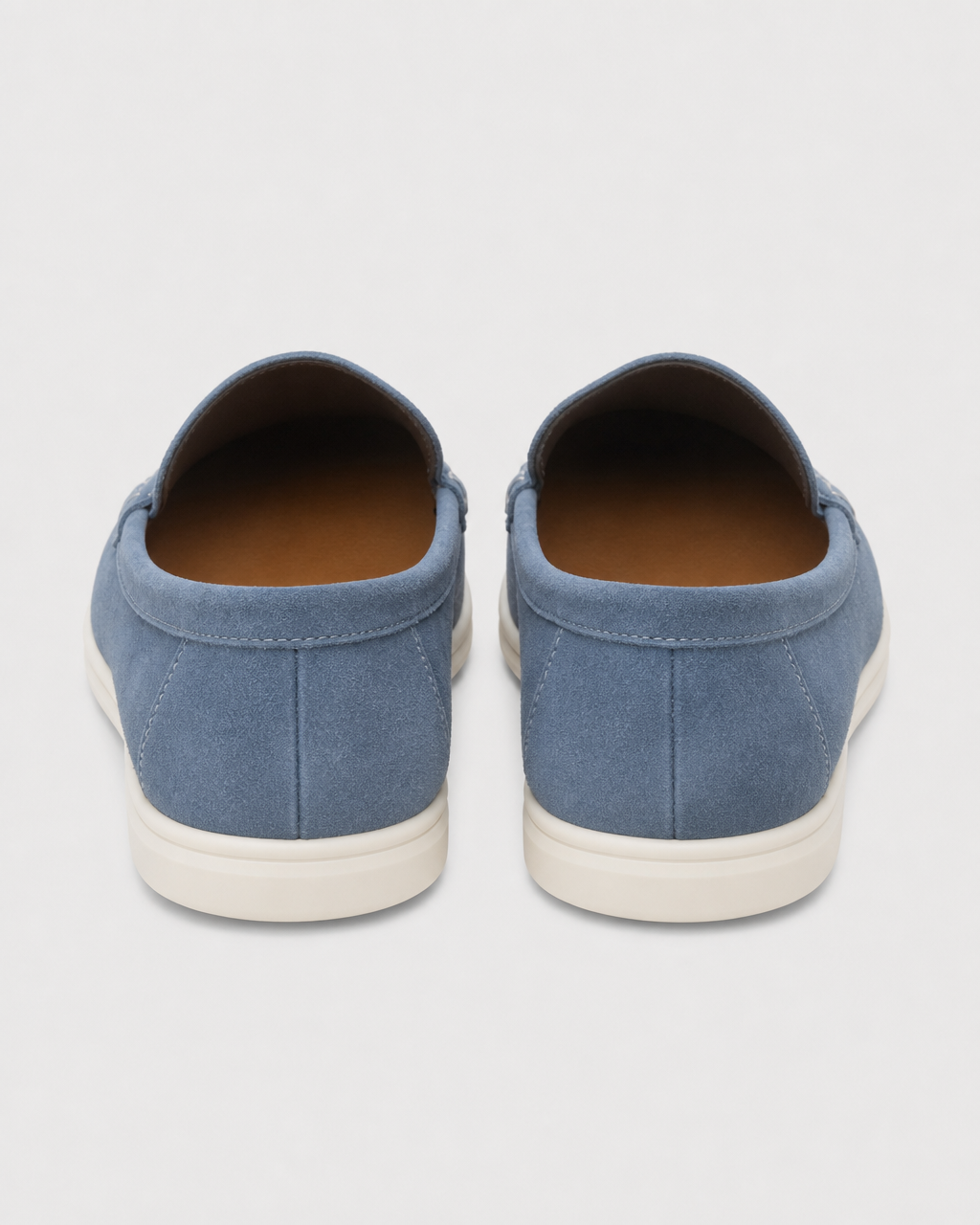 Denim blue slip on heel view