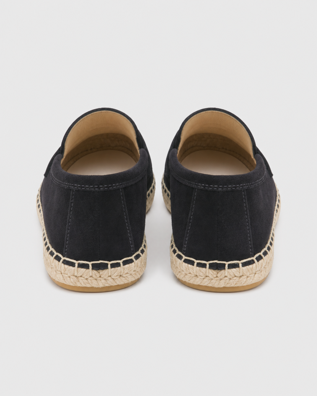 Navy espadrille heel view