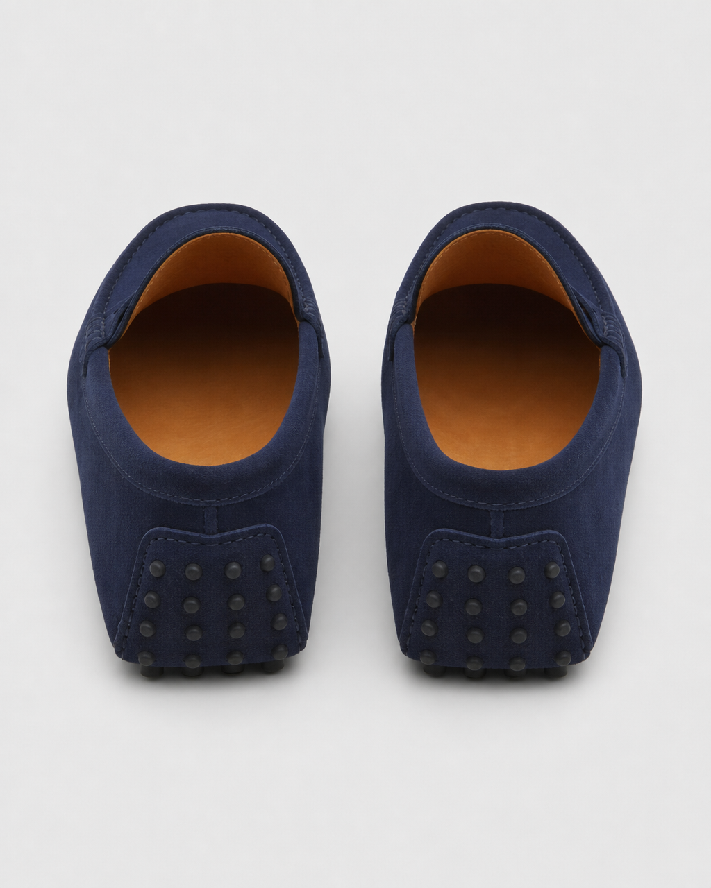 Navy penny heel view