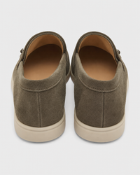 Olive flat heel view