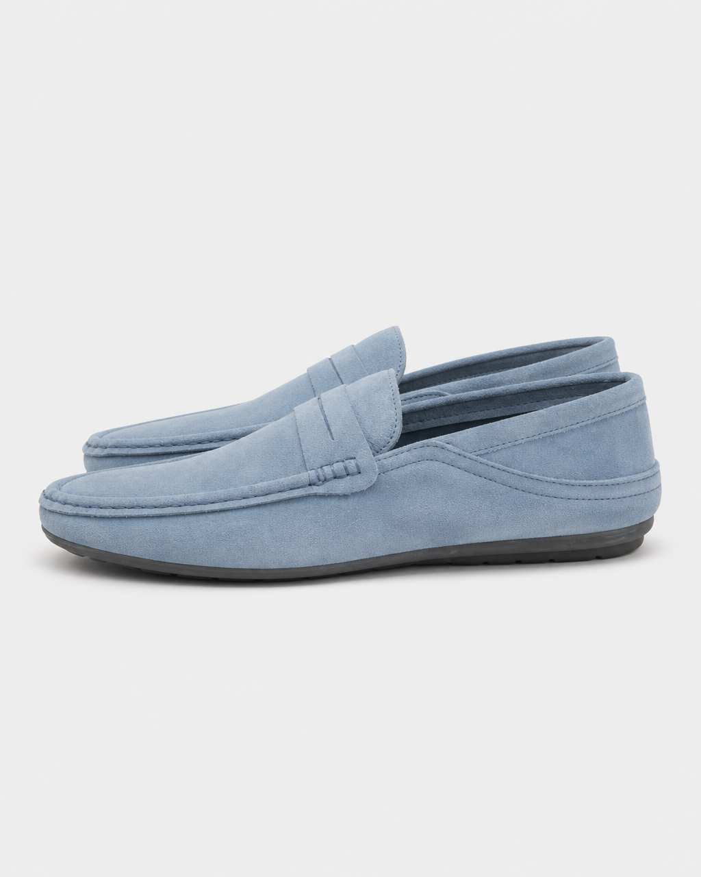 Pale blue driving side view