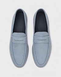 Pale blue driving top view