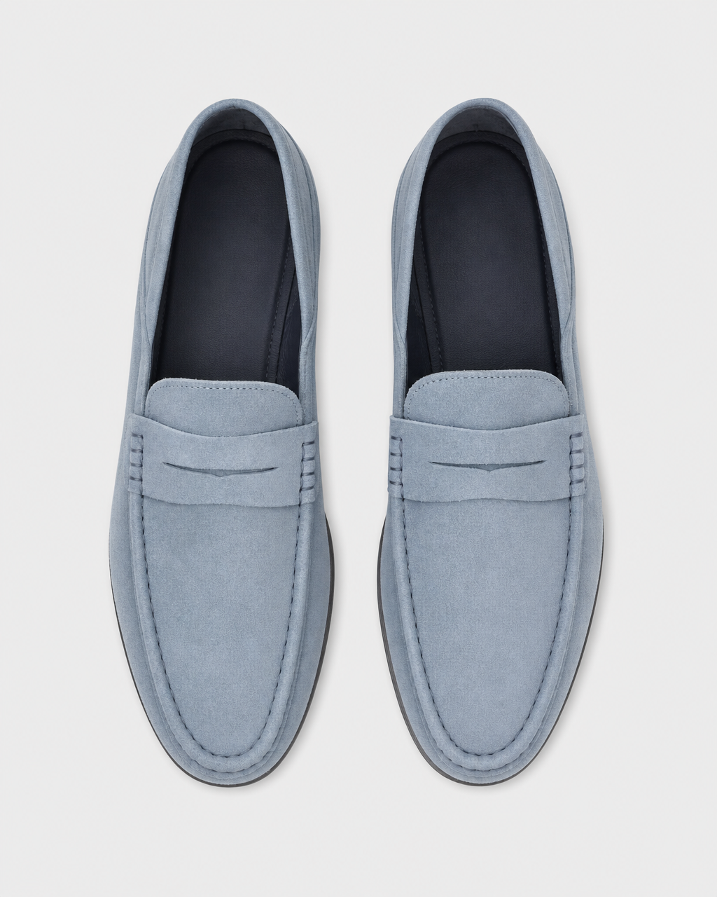 Pale blue driving top view