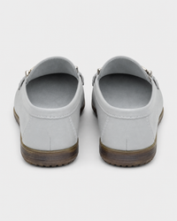 Pale blue flat heel view