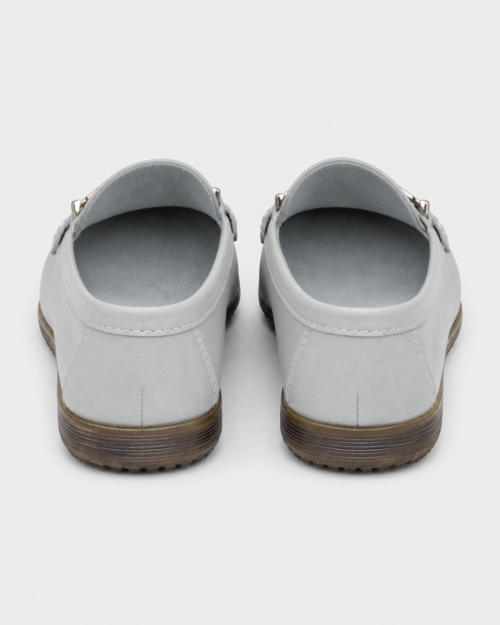 Pale blue flat heel view