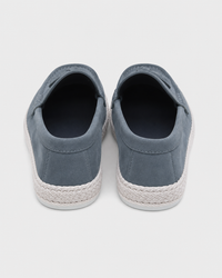Slate blue slip on heel view