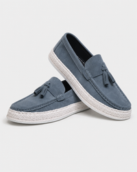 Pair of slate blue slip on