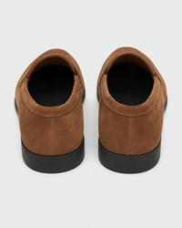 Tan penny heel view