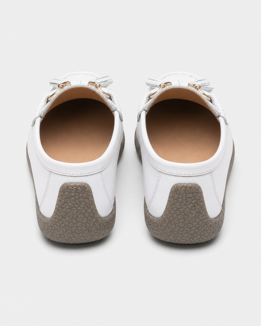 White flat heel view